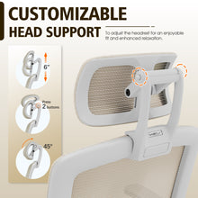 将图片加载到图库查看器,GABRYLLY Office Chair with Flip-up Arms, Beige Mesh Chair with White Backrest Frame(GY01WBG)