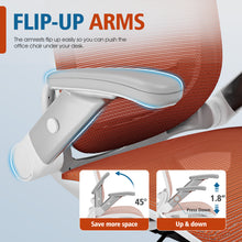 将图片加载到图库查看器,GABRYLLY Office Chair with Flip-up Arms, Orange Mesh Chair with White Backrest Frame(GY01WO)