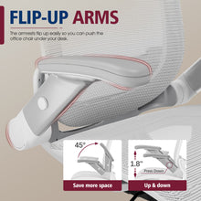 将图片加载到图库查看器,GABRYLLY Office Chair with Flip-up Arms, Grey Mesh Chair with White Backrest Frame(GY01WG)