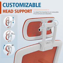 将图片加载到图库查看器,GABRYLLY Office Chair with Flip-up Arms, Orange Mesh Chair with White Backrest Frame(GY01WO)