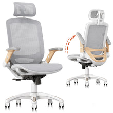 将图片加载到图库查看器，GABRYLLY Ergonomic Office Chair, High Back Home Desk Chair with Flip-Up Arms, Woodgrain Decorative(GY01-NT)
