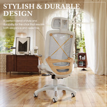 将图片加载到图库查看器，GABRYLLY Ergonomic Office Chair, High Back Home Desk Chair with Flip-Up Arms, Woodgrain Decorative(GY01-NT)
