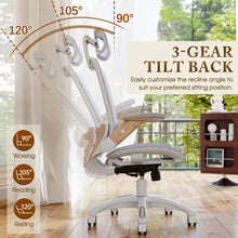 将图片加载到图库查看器，GABRYLLY Ergonomic Office Chair, High Back Home Desk Chair with Flip-Up Arms, Woodgrain Decorative(GY01-NT)
