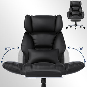 GABRYLLY office leather chair with footrest, black cross-legged chair, GY82766-B