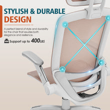 将图片加载到图库查看器，GABRYLLY Office Chair with Flip-up Arms, Pink Mesh Chair  with White Backrest Frame(GY01WPK)
