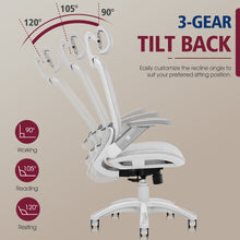 将图片加载到图库查看器，GABRYLLY Office Chair with Flip-up Arms, Grey Mesh Chair  with White Backrest Frame(GY01WG)
