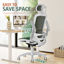 将图片加载到图库查看器，GABRYLLY Office Chair with Flip-up Arms, Olive Green Mesh Chair with White Backrest Frame(GY01WOG)
